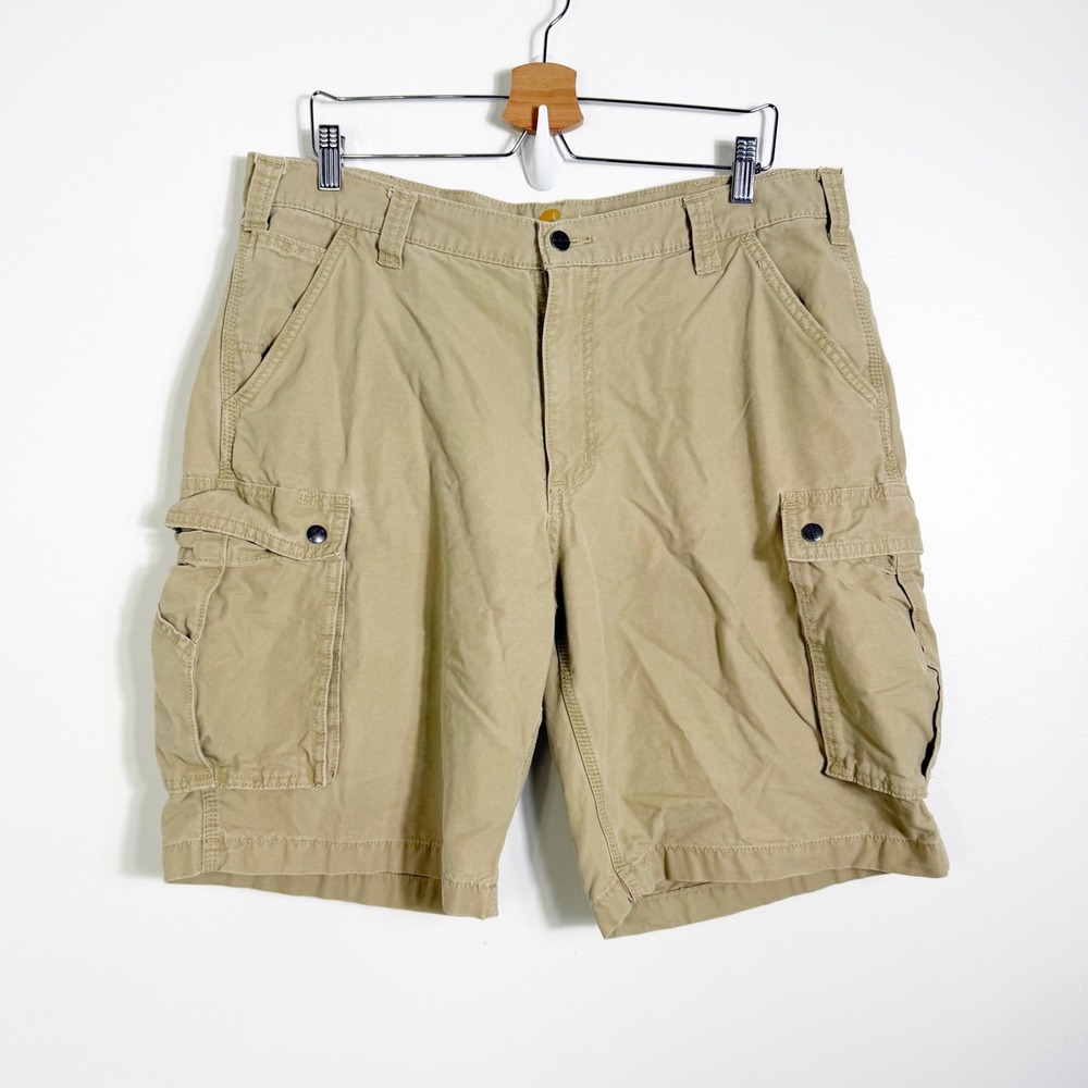 Carhartt Cargo Shorts Mens 38 Tan Relaxed Fit Cotton Canvas Utility 100277 253